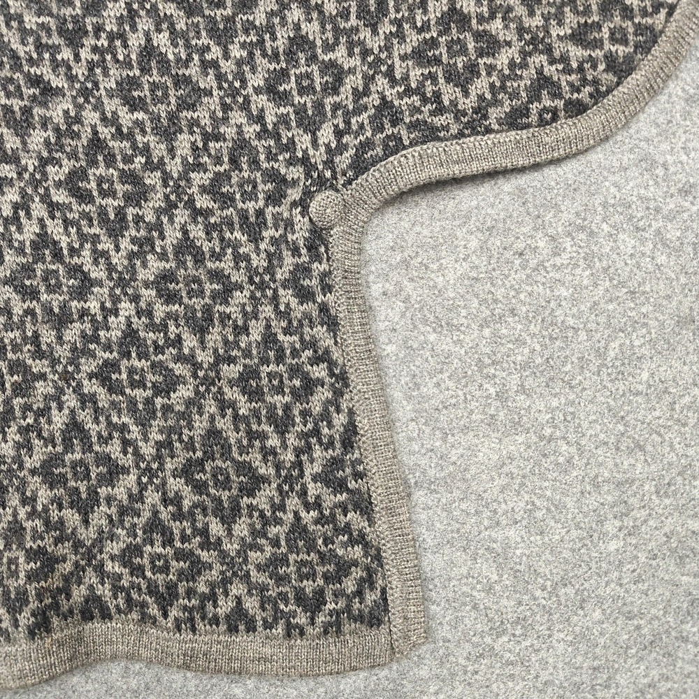 Alpaca Warehouse Poncho Womens Medium Gray Alpaca Knit Button Collared Geometric - Picture 6 of 15